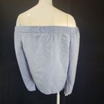 Chun Yi Gui Blue & White Striped Off the Shoulder Long Sleeve Top Size XS Photo 3