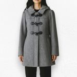 Guess Gray Wool Blend Toggle Tweed Coat Hooded Short Peacoat Size Medium Photo 2