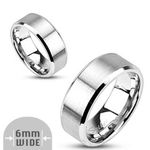 Mirror Polished Flat Band 316L Stainless Steel Ring 6mm width size 7 Silver Photo 1