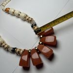 Anthropologie  Chunky Statement Necklace Beaded Orange Cream Gold Tone NWT $58 Photo 6