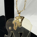 Vintage 30” Parklane Lucite Golden Elephant Pendant Necklace Gold Photo 0