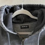 Aritzia Golden TNA Loungewear Casual Charcoal Acid Wash Zip-Up Hoodie Size 2 Photo 4