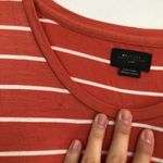 Anthropologie DELETTA Pinched Tunic Orange White Stripe Short Sleeve Rayon Boho Photo 5