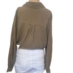 ZARA  Green Relaxed Crop Notched Collar Top Photo 2