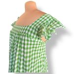 Draper James RSVP Green Gingham Plaid Cotton Midi Dress Ruffle Sleeves Medium Photo 2