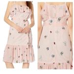Betsey Johnson NWT Embroidered Pink Frilly Ruffle dress size 14 petite Photo 1