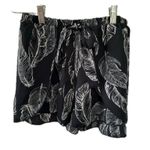 Luz Junior's All Over Feathers Faux Wrap Flutter Front Tie Pull On Shorts Black Photo 0