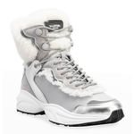 Valentino Garavani Valentino VLogo Metallic Silver Ivory Shearling & Leather High-Top Sneakers Photo 1