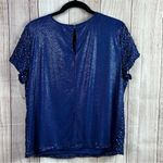 The Limited  Royal Blue Embroidered Top Photo 3