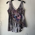 Y2k Fairy Tank Top XL Butterfly Floral Crown Graphic Stretchy Asymmetrical Shirt Photo 5