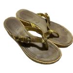 Prada Slides Thongs Wedge Platform Metallic Gold Shoes Euro 36 Straw Raffia Sz6 Photo 10