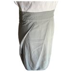 LOVE 21 Round Scoop Neck Pleated Split Sleeve Midi Beige Gray Dress Size Medium Photo 5