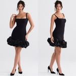 House Of CB NWOT  Lilou Black Ruffle Square Neck Mini Dress Photo 4