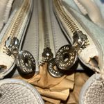 Roberto Cantani Large Gray Pebbled Leather Tote 2 Way Bag Blue Photo 5