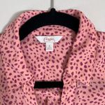 Candie's  Women's Button Down Shirt Roll Tab Sleeve Pink Spotted Print‎ Photo 2