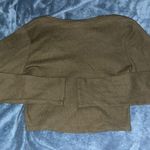 Bozzolo Greenish brown waffle knit long sleeve crop top Photo 1