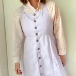 Vintage 1990s Lilac ButtonFront Pinafore Dress Soft Cotton Minimal Cottagecore Purple Size 6 Photo 2