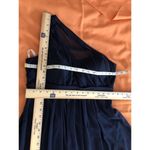 David's Bridal  Bridesmaid Dress size 12 Blue One Shoulder Lined Photo 10