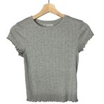 Elodie Boutique Light Gray Lettuce Edge Short Sleeve S Photo 0