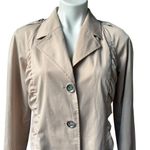 Michael Kors Cream Ruch Detail Short Trench Jacket Back Twist Sash, Sz 8 Tan Photo 6