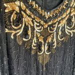 Laurence Kazar Vintage silk beaded maxi dress size XXL black lined evening gown Photo 8