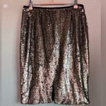 English Factory NWT Rose Gold Bronze Sequin Knee Length Straight Pencil Skirt L Photo 6