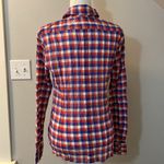 Fiorucci  Italian Red and Blue Plaid Button-Up Gauze stretch Shirt Sz 42 or 8 Photo 3