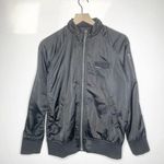 Members Only Washed Satin Iconic Boyfriend Bomber Flight Jacket Grey Women's XS Photo 0