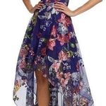 Marchesa Notte Asymmetric Floral Embroidered Gown Dress Hi Photo 0