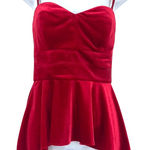 Guess  Velvet Bustier Top Sz S Red Holiday Peplum Holiday Y2K Glam Corset Party Photo 0