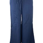 Loft Women's Blue Straight Wide Leg High Waist Elastic Waist Trousers Pants S Photo 0