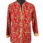 Orvis Red Paisley Quilted Cotton Jacket, Size M Photo 0