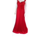 May Queen Couture Sleeveless Lace Detailing High Slit Prom Evening Dress 12 Red Photo 2