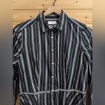 Untuckit For Her Size 8/Medium Willow Black White Stripe Long Sleeve Shirt Dress Photo 4