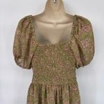 Jopna Cottagecore Forest Fairy Dress Womens L Green Pink Polyester Smocked Lined Size L Photo 6