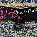 Peck & Peck  women’s size small pullover hi low long sleeve blue gold metallic Photo 7