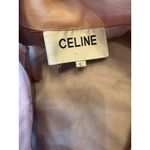 CELINE Sheer Silk Blouse Pink Rhinestone Button Cropped Top Women's Size L Photo 2