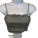 Forever 21 Small Black White Gingham Plaid Crop Tank Top Milkmaid Ruffles Rodeo Photo 0