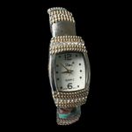 Vivani Ladies Cuff Watch with Crystals and Two Tone Gold Tone Color Photo 2