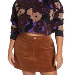 BP New  Floral Print Sherpa Fleece Cropped Sweatshirt Black Brown Purple Photo 1