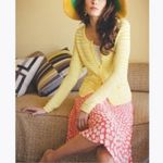 Trina Turk Ashbridge Knit Cardigan Sweater Yellow White Striped XS/Small Photo 1