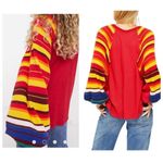 Free People We The  Rainbow Dreams Top Size Small Oversized Striped Knit Boho Photo 13