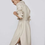 ZARA New  Faux Leather Long Overshirt/Coat Cream Photo 1