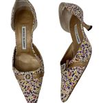 Manolo Blahnik  Floral Print D’Orsay Heels Crystal Buckle Pumps EU 37.5 Photo 0