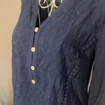 Democracy  navy button size XS top embroidered accent Photo 3