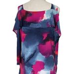 Clara Sun Woo Cold Shoulder Watercolor Top | Pink/Blue | Small Photo 3