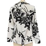 Vintage Sears 70s Black White Floral Polka Dot Dagger Collar Blouse, Disco Style Size M Photo 2