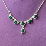 925 Silver real emerald stones necklace​ Photo 1
