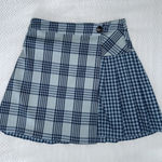 Urban Outfitters  Blue Plaid Pleated Mini‎ Wrap Skirt Size Small Photo 0