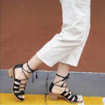 Madewell  Daniela Black Leather Lace‎ Up Gladiator Sandals Strappy Block Heel 10 Photo 1